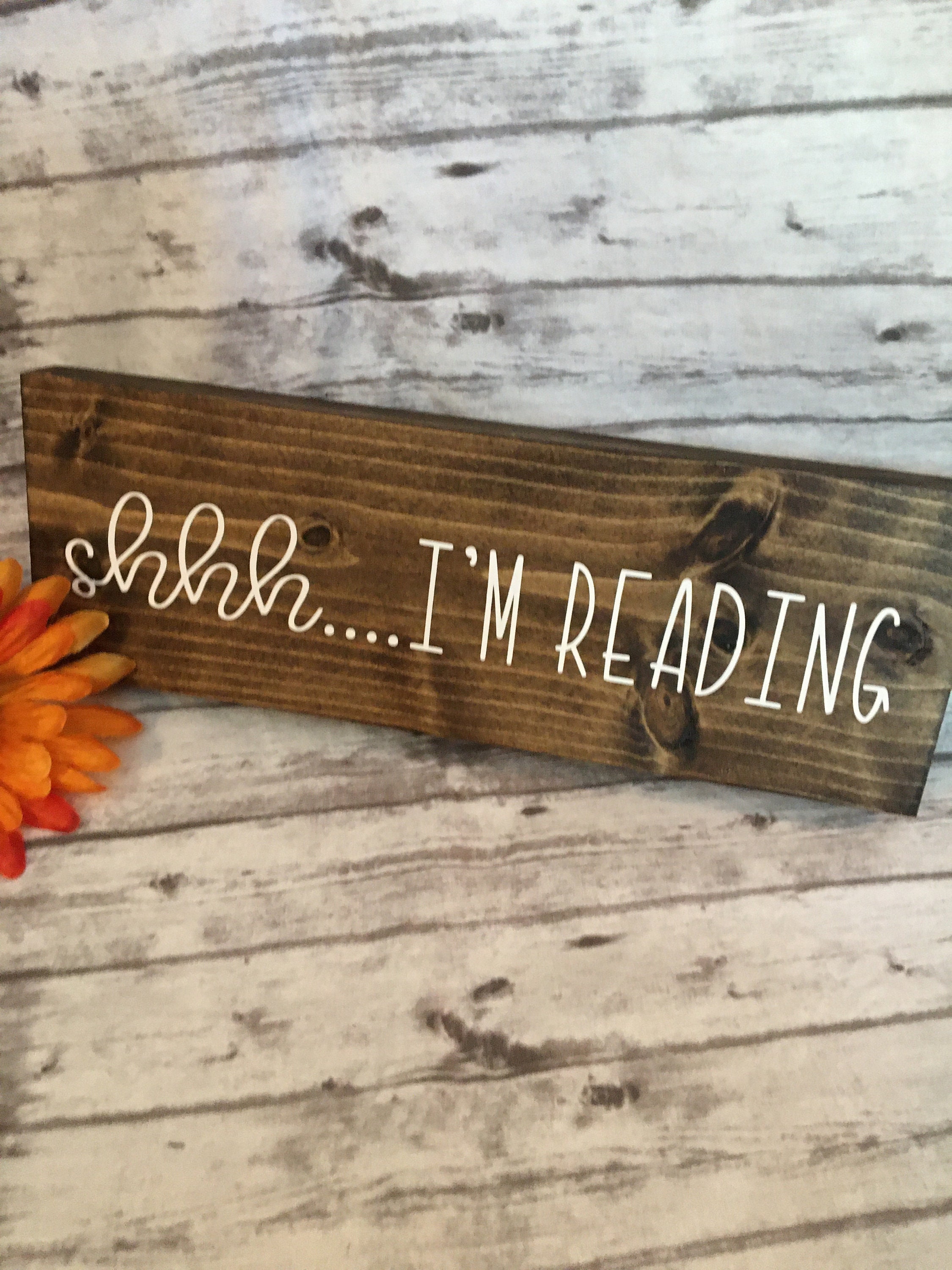 Library Shhh Sign Shhh....i'm Reading Wood Sign, Library Decor, Gift for Bookworms, Home ...