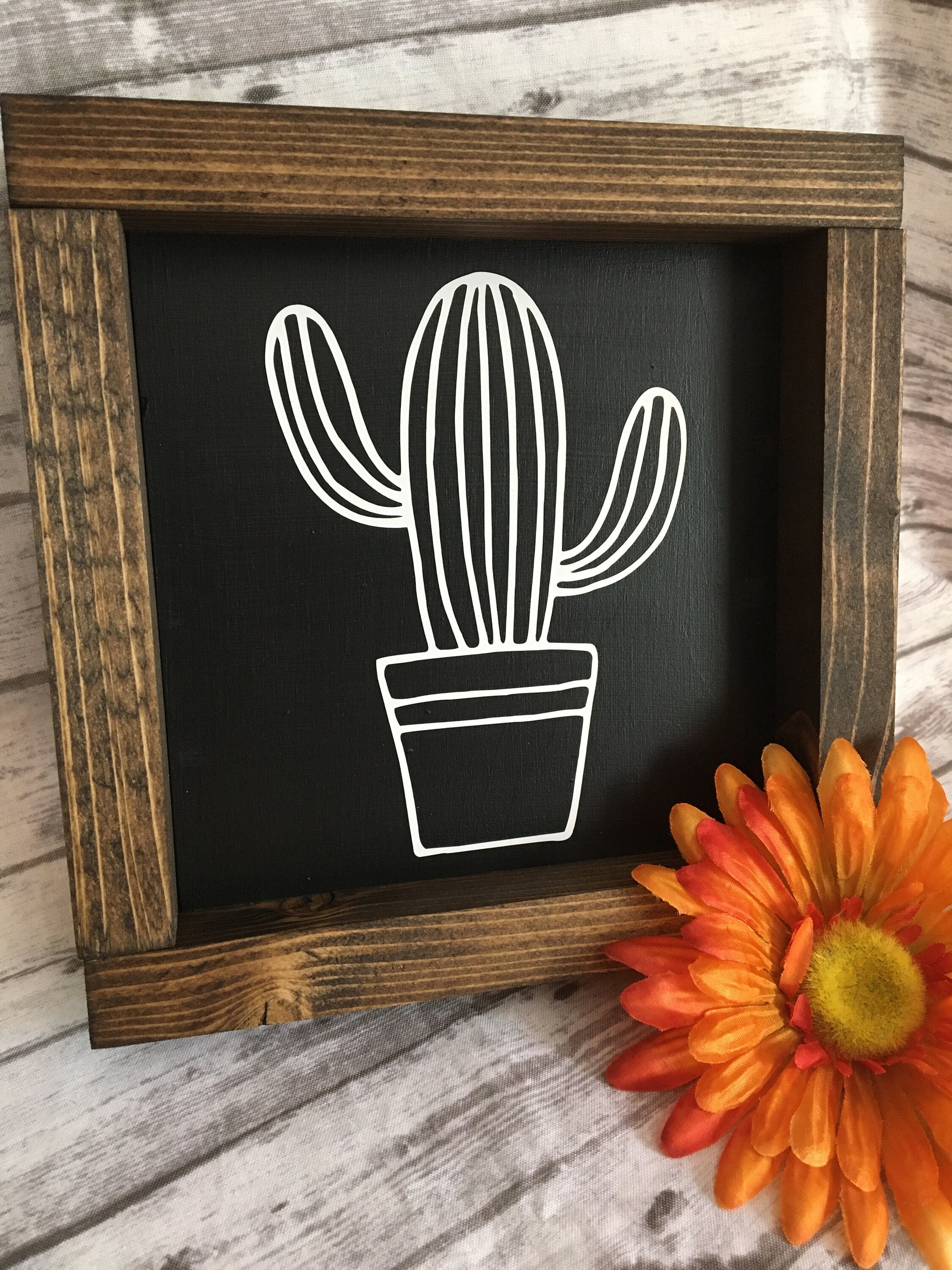 Cactus Wood Sign Tall Cactus Sign Home Decor Etsy