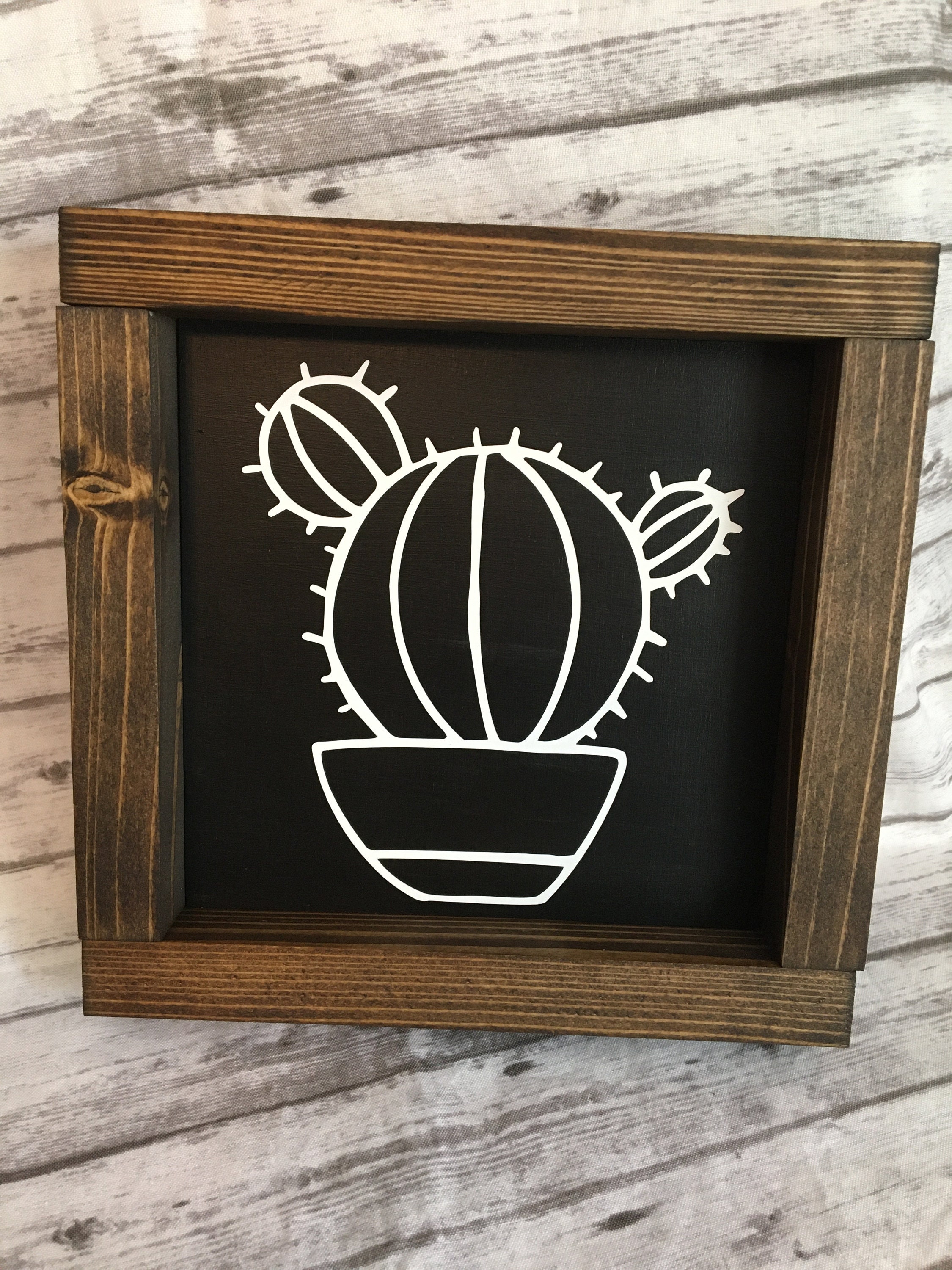 Cactus Wood Sign Ball Cactus Sign Home Decor Etsy