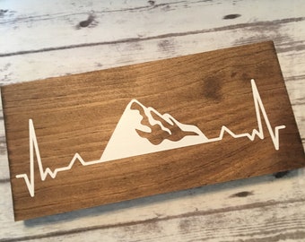 Mountain Heartbeat Wood Sign, Travel Decor, RV Decor, Camper Decor