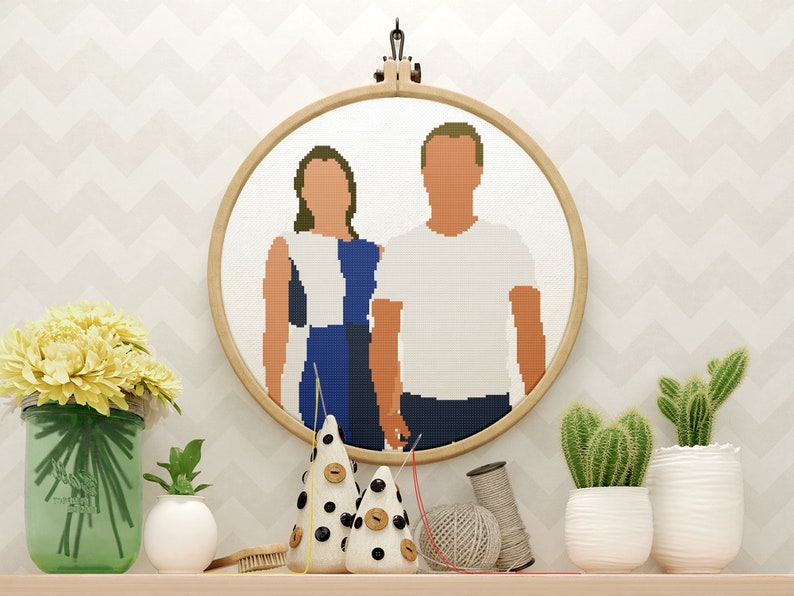 Custom Portrait Cross Stitch Pattern PDF Faceless Portrait DIY Gift