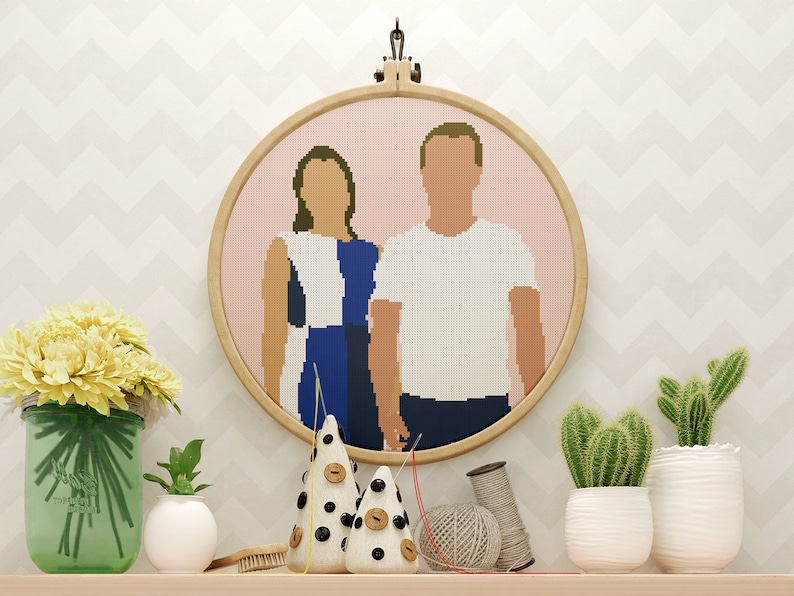 Custom Portrait Cross Stitch Pattern PDF Faceless Portrait DIY Gift
