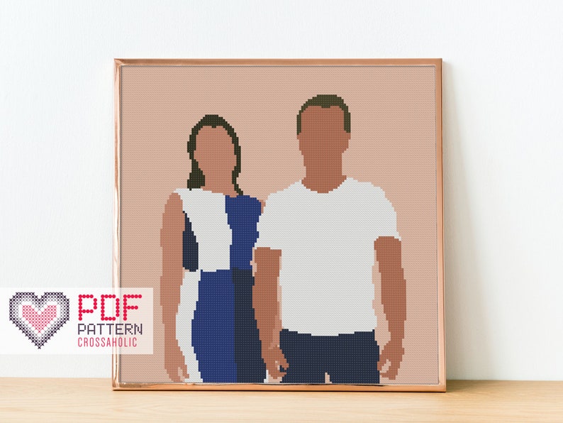 Custom Portrait Cross Stitch Pattern PDF Faceless Portrait DIY Gift