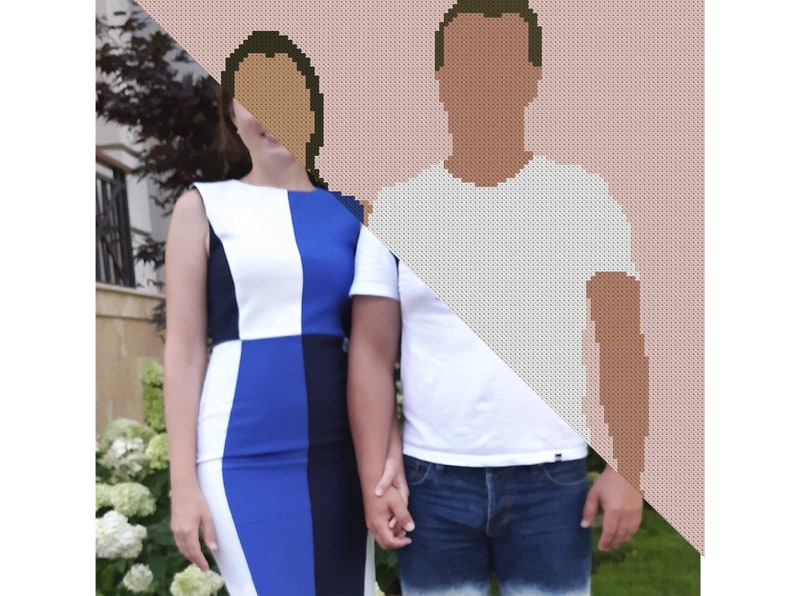 Custom Portrait Cross Stitch Pattern PDF Faceless Portrait DIY Gift