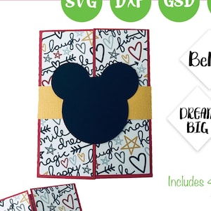 Maus Ohren Shutter Karte SVG, Cricut SVG, Silhouette SVG, Kartenvorlage