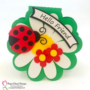 Carte en forme de coccinelle SVG pour Cricut et Silhouette, Carte SVG, SVG 3D, Modèle de carte, Printemps svg, Été svg