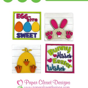 Easter Bunny and Chick  Leaning Ladder Set, Signs,  Glowforge, Laser, SVG File