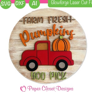 Farm Fresh Pumpkin Sign, Glowforge, Laser, SVG File