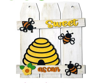 Sweet As Can Bee  Fence  Wood  Sign or Stand,  Glowforge, Laser, 3D SVG File