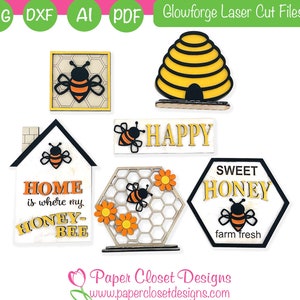 Honey Bee Tiered Tray File SVG, Glowforge Christmas Tier Tray, Laser Cut File