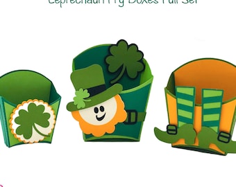 Leprechaun Fry Boxes SVG Files, St. Patrick's Day Bundle, 3D SVG