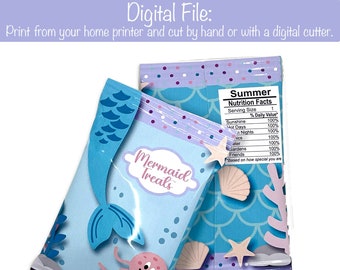 Printable Mermaid Chip Bags, Print then Cut SVG