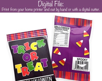 Printable Halloween Pumpkin Face Chip Bags, Print then Cut SVG