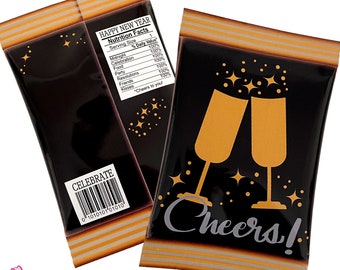 Printable New Year's Eve Cheer Chip Bags, Print then Cut SVG