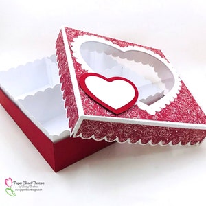 Boîte à biscuits très grand coeur de la Saint-Valentin, SVG, Cricut, Silhouette, modèle, PDF, SVG 3D, boîte de Noël, boîte de la Saint-Valentin