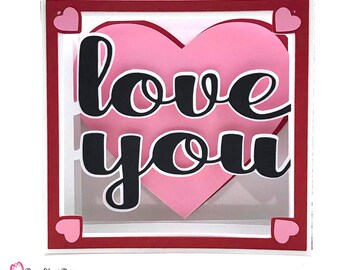 Love You Shadowbox   Box Card SVG for Cricut and Silhouette, 3D SVG, Beehive SVG, Shaped Cards Svg, 3Dsvg,