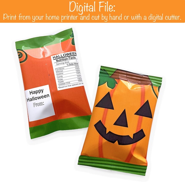 Printable Halloween Pumpkin Face Chip Bags, Print then Cut SVG