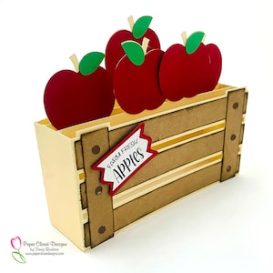 Apple Basket Box Card SVG, 3D SVG, Cricut, silhouetbestanden