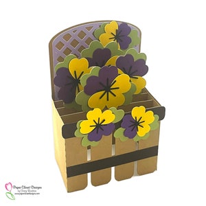 Stiefmütterchen Garten Box Karte SVG, DXF, GSD Cricut und Silhouette Dateien