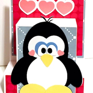 A2 Penguin 3D Flat Fold Card, svg, dxf, gsd, Hiver, Modèle