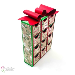 Advent 12 lades Countdown Box, Cricut Svg, Silhouette Cameo-bestanden, DXF-bestanden, GSD-bestanden, sjabloon, Pdf