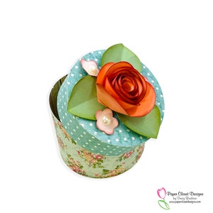 Caja redonda de flores enrolladas 3D, 3d Rose SVG, 3D SVG, Cricut, Silueta, dxf, gsd, Plantilla