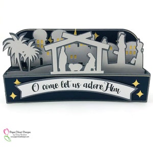 Belén de cartón fino con forma de caja, SVG 3D / SVG / Cricut / Silhouette Files / dxf / gsd / Template