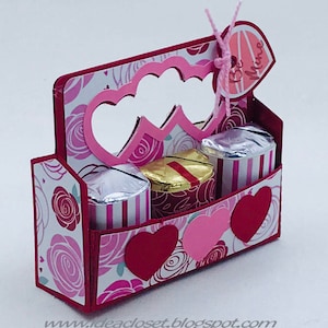 Nugget 6 Pack Tote mit Tag-Herzen SVG-Dateien. 3D SVG, Cricut, Box-Vorlage