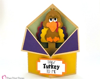 Turkey Tuxedo Box  Card SVG, Thanksgiving Card SVG