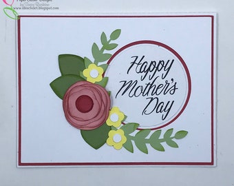 SVG, Circle Cut Out Card with Layered Roses |Printable Sentiment|, Mother's Day| Cricut| DXF| GSD|Silhouette|