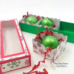 Kleine bonbondoos 1 x 3, SVG, Cricut, Silhouet, sjabloon, pdf, 3D SVG, kerstdoos