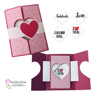 Herz Verschluss Karte SVG, Cricut SVG, Silhouette SVG, Kartenvorlage