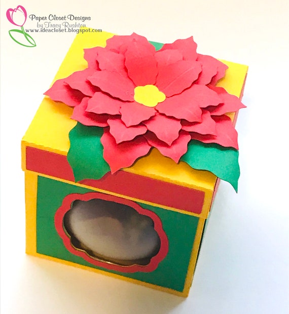 Download Poinsettia Christmas Gift Box Svg 3d Svg Cricut Silhouette Etsy