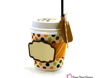 Juego de fundas y etiquetas para minivasos de café de 4 oz – SVG • DXF • PDF (Descarga digital)