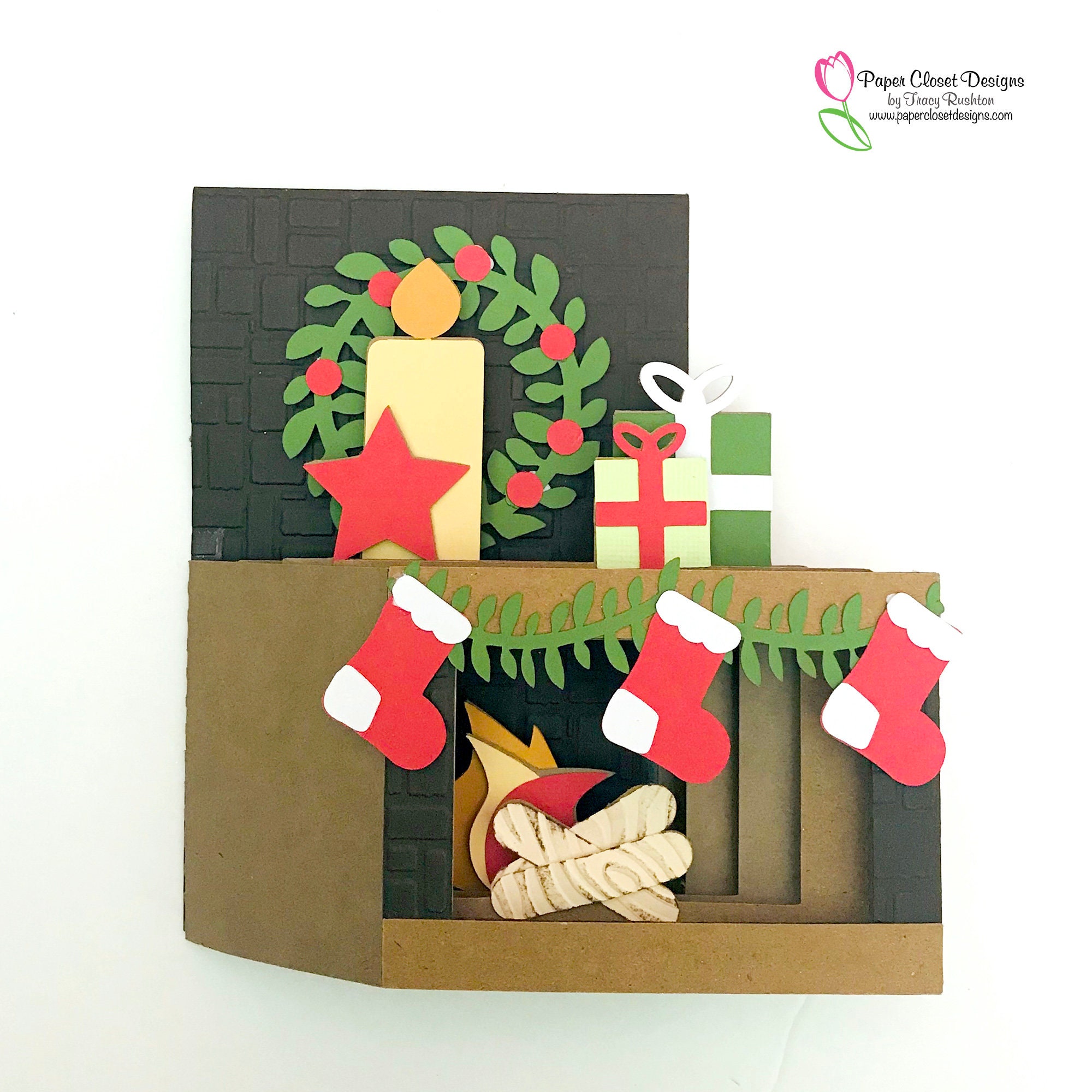 Box Card Christmas Fireplace SVG Cricut SVG Silhouette | Etsy