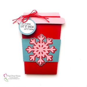 Schneeflocke Kaffeetasse und Hülle A2 Karte, SVG, SVG Datei,