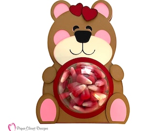 Valentine 's Day Teddy Bear Dome Candy Holder SVG, 3D SVG