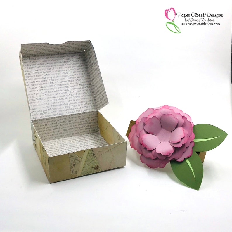 Download Hinged Box with 3D Flower SVG Cricut Silhouette DXF GSD | Etsy
