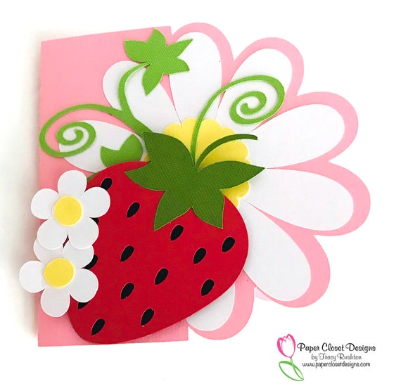 Download Strawberry Shaped Card Svg For Cricut And Silhouette Etsy