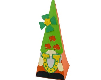 Lucky Gnome Pyramid Box SVG, Horseshoe, Printable (Digital Download)