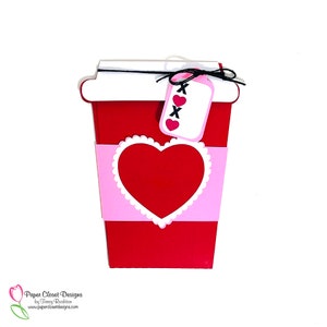 Scalloped Heart Coffee Mug and Sleeve A2 Card, SVG, SVG File,