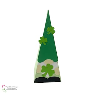 Caixa de pirâmide de trevo de gnomo do dia de São Patrício e Shake Your Shamrock para impressão. Arquivos SVG, Cricut, Silhueta GSD, DXF