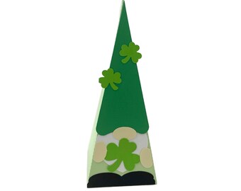St. Patrick's Day Gnome Shamrock Pyramid Box SVG (Digital Download)