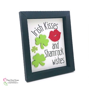 St. Patrick's Day Shadowbox, 3D SVG, Irish Kisses Shamrock Wishes SVG, afdrukbaar, Cricut, silhouet, doossjabloon, DXF