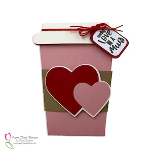 Dubbel hart koffiemok en mouw A2-kaart, SVG, SVG-bestand,