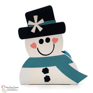Scatola di dolcetti con pupazzo di neve SVG, SVG di Natale Cricut, Silhouette, modello, SVG 3D, scatola di Natale,