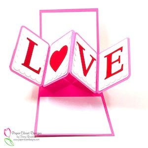 Tarjeta de amor de San Valentín Twist and Pop SVG, Cricut svg, Silhouette svg, plantilla de tarjeta, dxf, gsd,