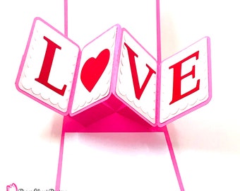 Twist and Pop Valentine Love  Card SVG, Cricut svg, Silhouette svg, Card Template, dxf, gsd,