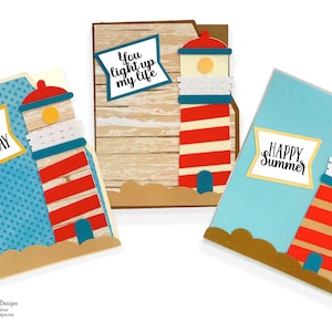 Lighthouse Cards with Printable Sentiments SVG Files,
