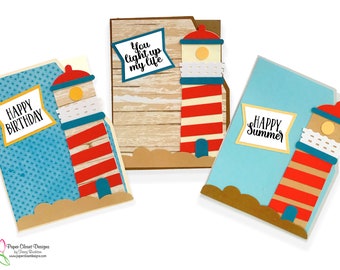 Lighthouse Cards with Printable Sentiments SVG Files,